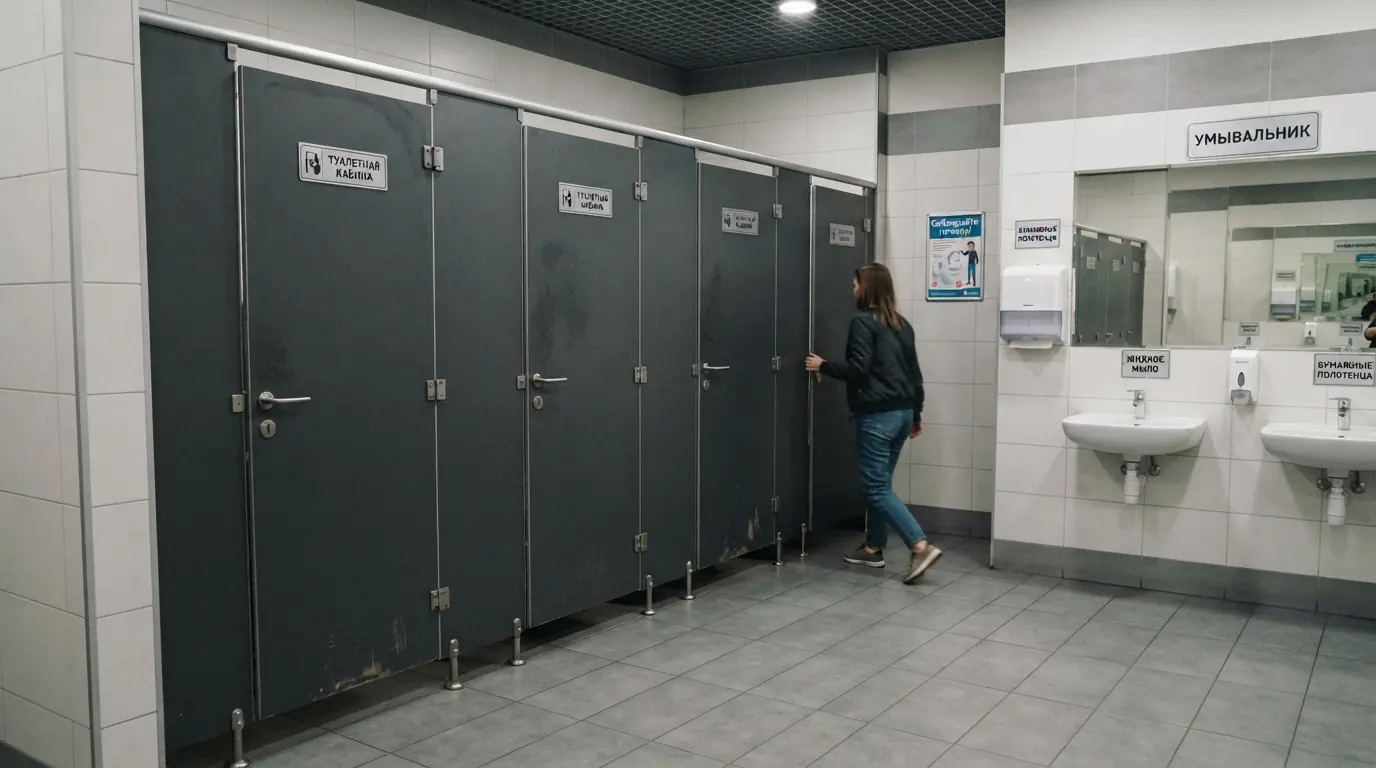 Сантехнические перегородки в туалетном кафе